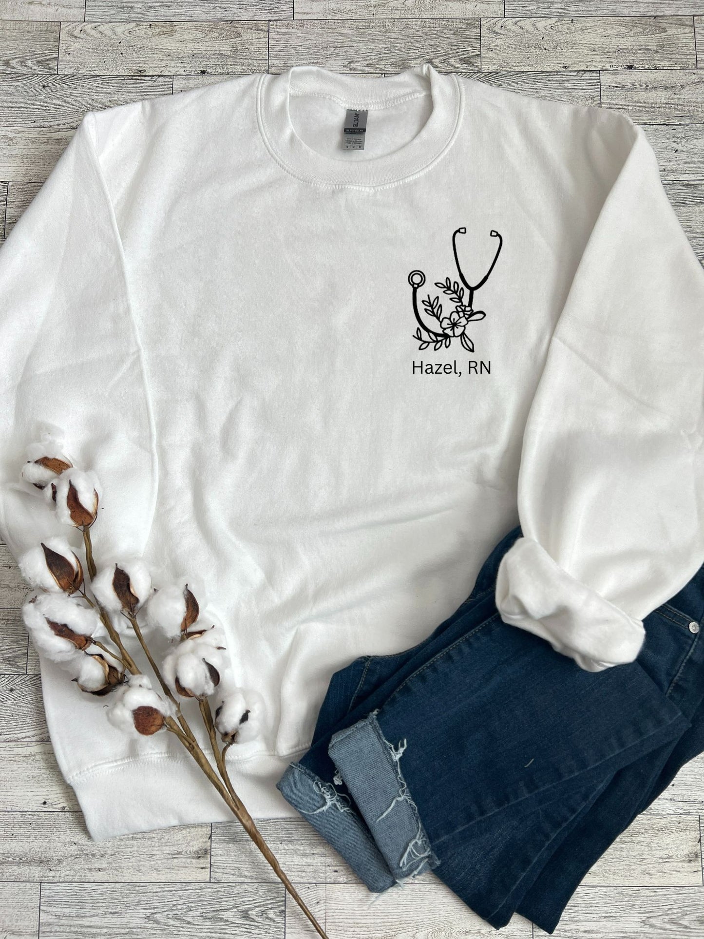 Personalized Floral Stethoscope Sweatshirt