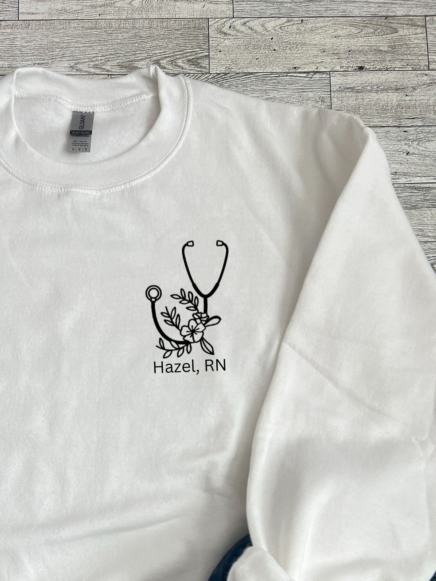 Personalized Floral Stethoscope Sweatshirt