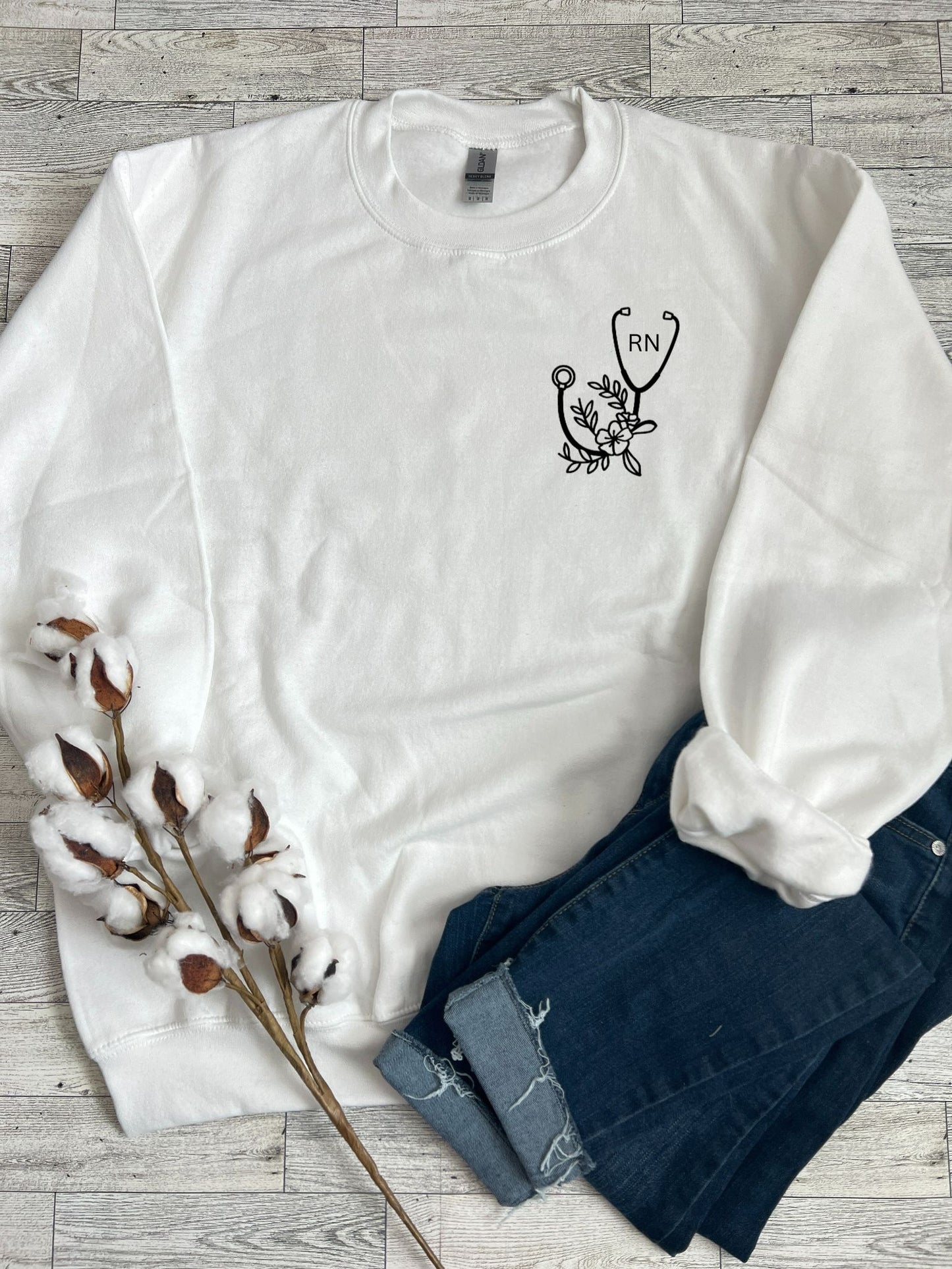 Personalized Floral Stethoscope Sweatshirt