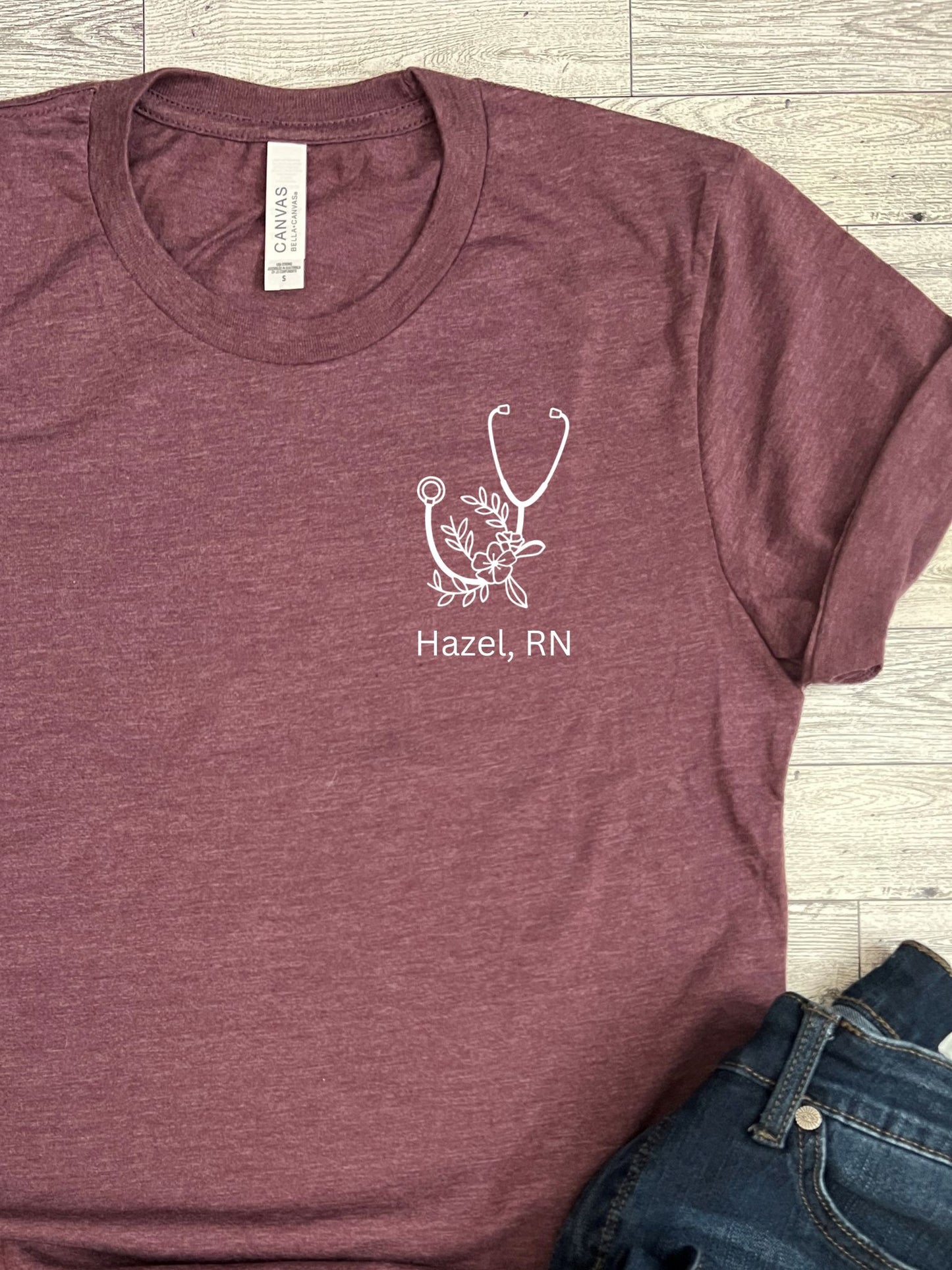 Personalized Floral Stethoscope Shirt