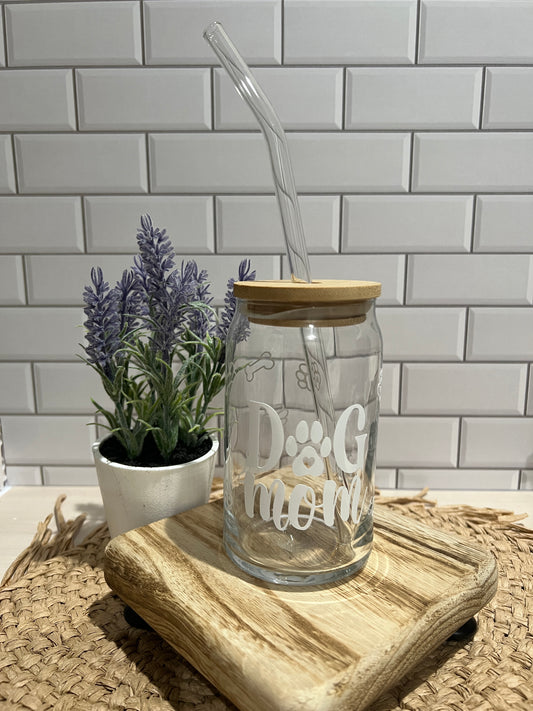 Dog Mom Glass Cup