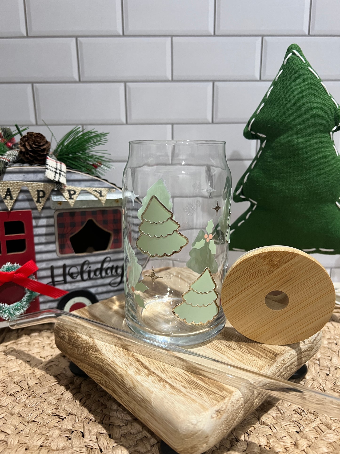 Christmas Trees Glass Cup