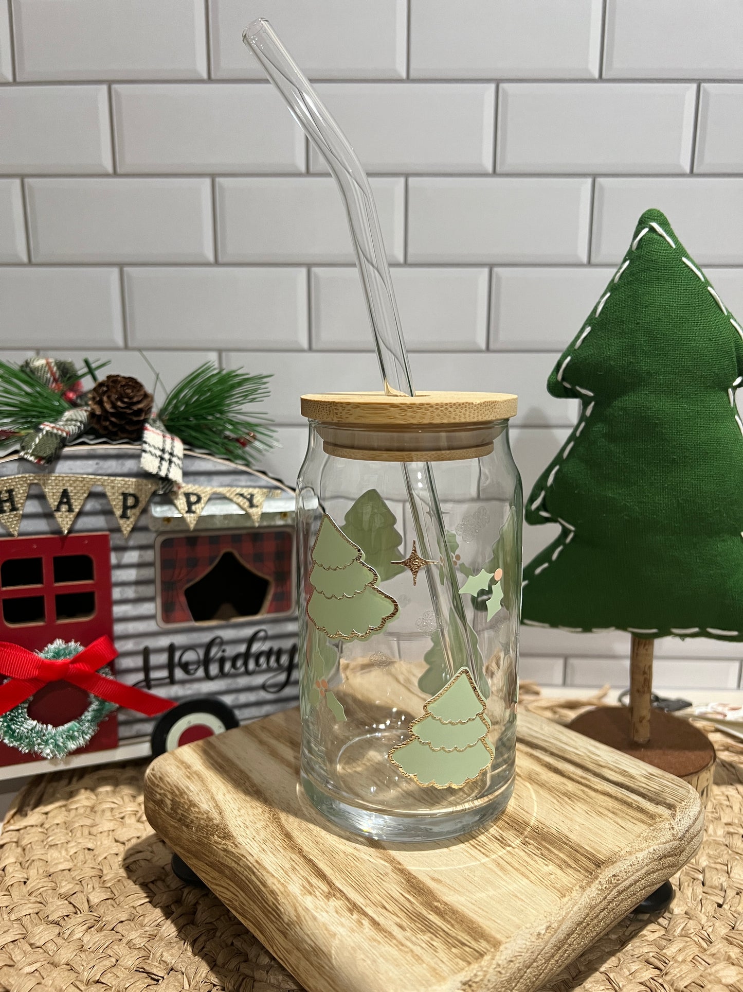 Christmas Trees Glass Cup