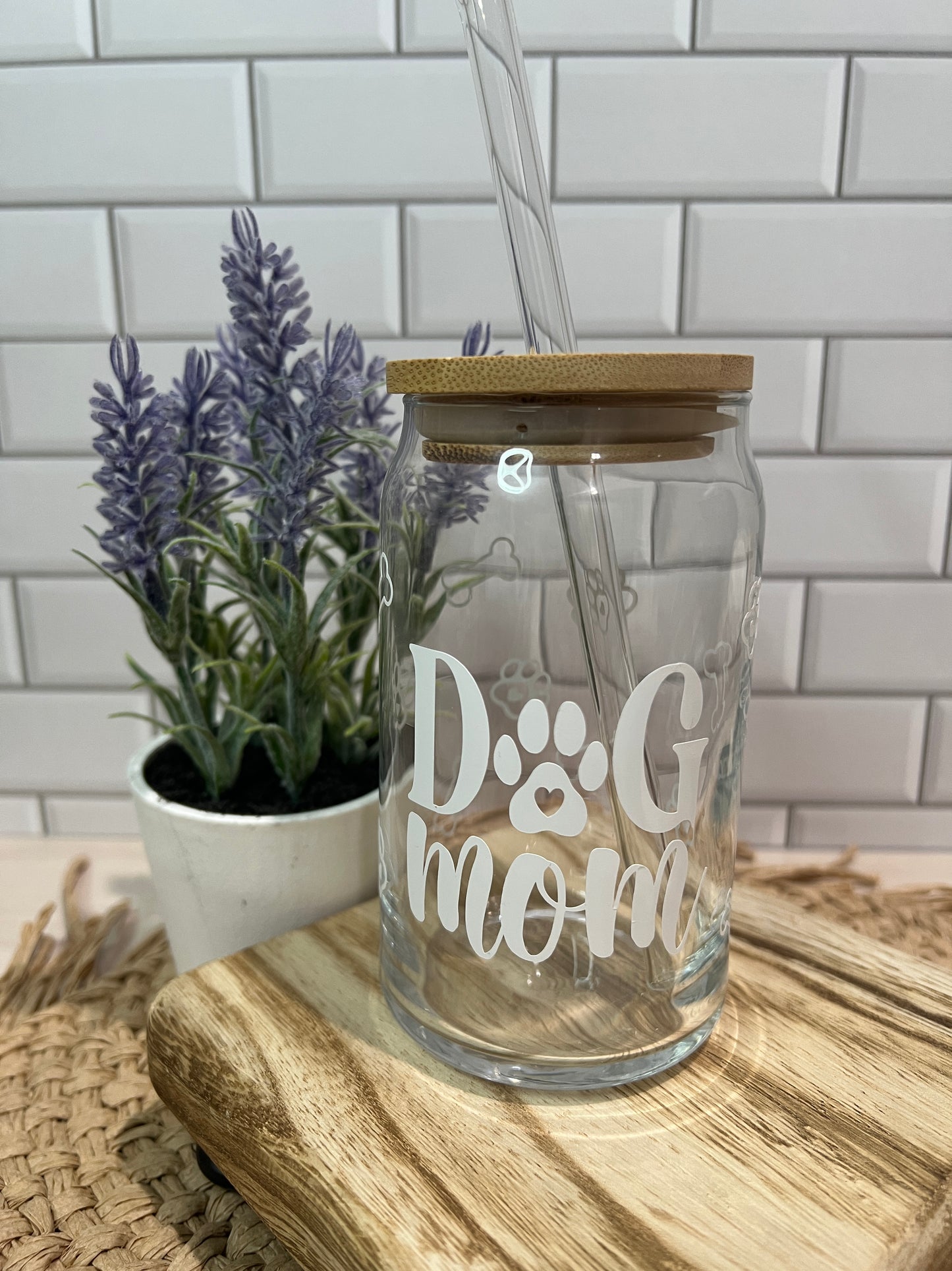 Dog Mom Glass Cup