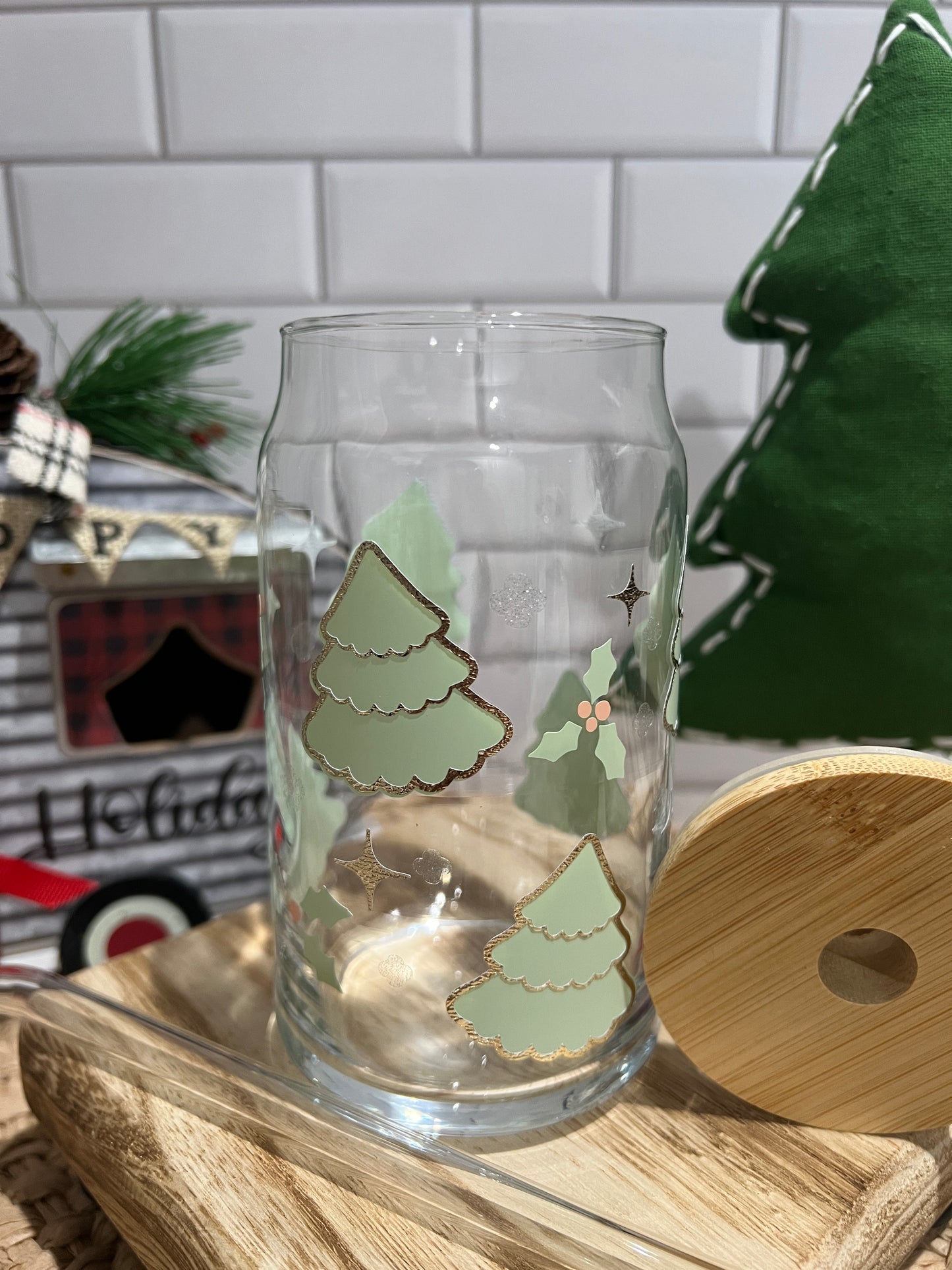 Christmas Trees Glass Cup