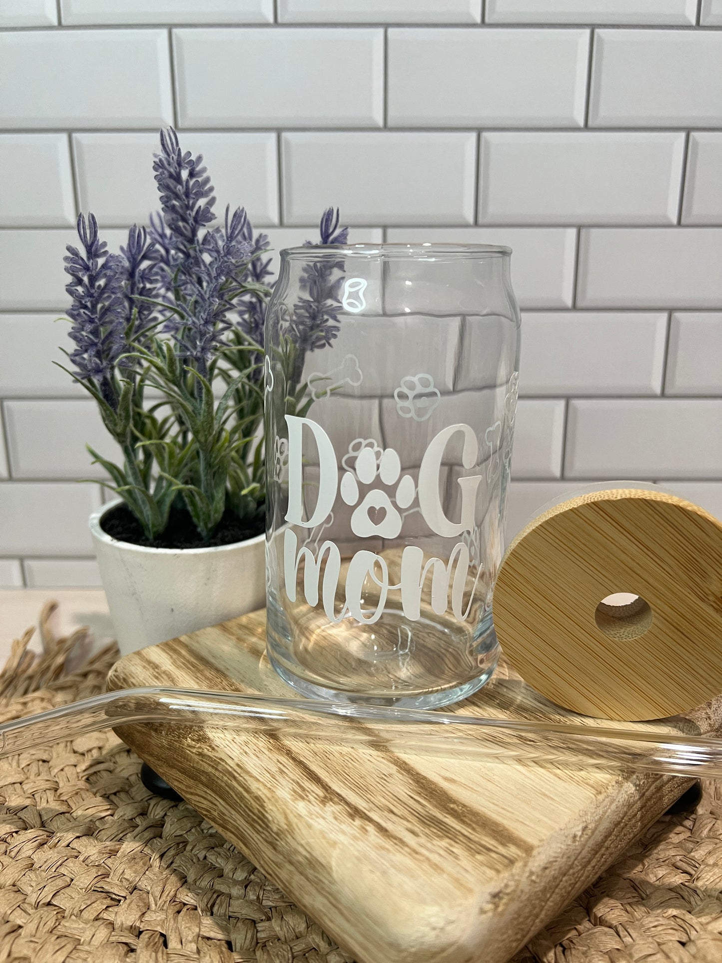 Dog Mom Glass Cup